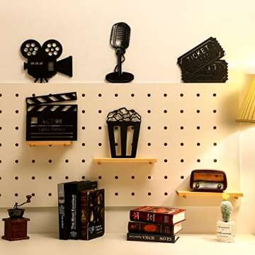 5-Piece Wooden Movie Reel Decor for Home Theater
