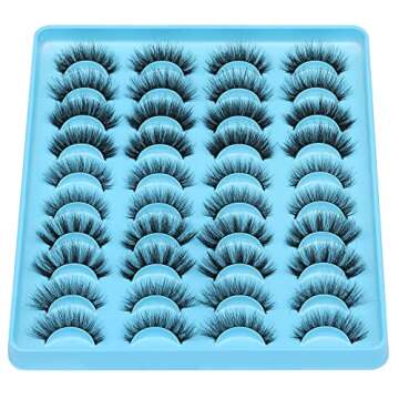 JIMIRE Faux Mink Eyelashes Fluffy Full False Lashes Cat-Eye Thick Volume 5 Styles Mixed Eye Extension 15-18MM Explosion Wispy Eye Lash Pack 20 Pairs