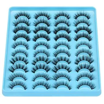 JIMIRE Faux Mink Eyelashes Fluffy Full False Lashes Cat-Eye Thick Volume 5 Styles Mixed Eye Extension 15-18MM Explosion Wispy Eye Lash Pack 20 Pairs