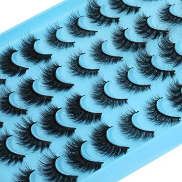 JIMIRE Faux Mink Eyelashes Fluffy Full False Lashes Cat-Eye Thick Volume 5 Styles Mixed Eye Extension 15-18MM Explosion Wispy Eye Lash Pack 20 Pairs