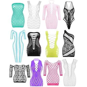 JDiction Women’s Lingerie BabyDoll Fishnet Bodysuit Sexy Nightwear