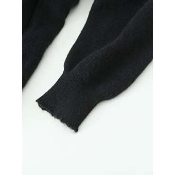 Muke Oneplus Pearl Wrap Sweater Dress for Women V Neck Batwing Sleeve Belt Bodycon Knit Dresses Black