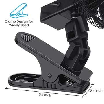 ELUTO 12V Car Cooling Fan for RV 6'' Truck Oscillating Fan Adjustable Portable Boat Clip Fans 360° Bus Fan 2 Speed Powerful Quiet Truck Fans Cigarette Lighter for RV Truck Bus Boat Van SUV Yacht