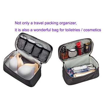 SACSTAR Travel Toiletry Bag for Women, Bra Organizer Underwear Storage Bag For Cosmetics, Toiletries, Hotel, Home, Bathroom, Airplane