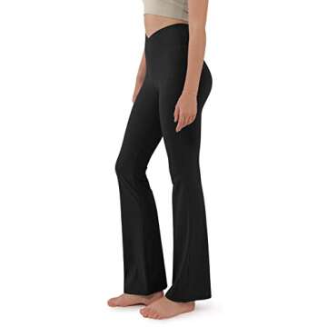 ODODOS Women's Cross Waist Bootcut Yoga Pants with Inner Pocket, Non See Through Bootleg Gym Workout...