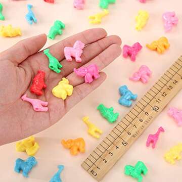 Hicarer Animal Shaped Beads Plastic Zoo Animal Pony Bead Charms Colorful Craft Beads 0.66 Pounds with Various Animal Design for Kids DIY Craft Jewelry Making Necklace Bracelet Supplies(180 Pcs)