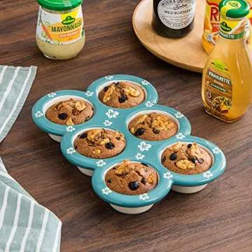 Wisenvoy Ceramic Muffin Pan - Nonstick 6 Cup Tray for Baking