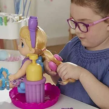 Baby Alive Sudsy Styling Doll, Blonde Hair, 12-Inch, Salon Chair, Toys for 3 Years and Up