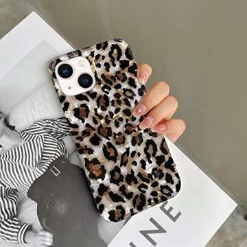 J.west Case Compatible with iPhone 14 Case,Luxury Sparkle Translucent Clear Vintage Leopard Print Soft Silicone Cover for Girls Women Protective Phone Case for iPhone 14 6.1 inch Cheetah