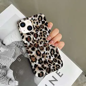 J.west Case Compatible with iPhone 14 Case,Luxury Sparkle Translucent Clear Vintage Leopard Print Soft Silicone Cover for Girls Women Protective Phone Case for iPhone 14 6.1 inch Cheetah