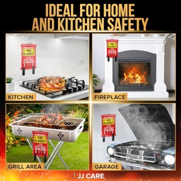 JJ CARE Fire Blanket 2 Pack with Hooks Gloves Emergency Safety