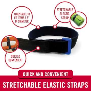 VELCRO Brand Elastic Cinch Straps with Buckle | 15in x 1in, 2 Count | Adjustable and Stretch for Snu...