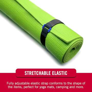 VELCRO Brand Elastic Cinch Straps with Buckle | 15in x 1in, 2 Count | Adjustable and Stretch for Snug Fit | for Fastening Power Cords Organizing Camping Equipment, More | Black (VEL-30094-USA)