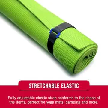 VELCRO Brand Elastic Cinch Straps with Buckle | 15in x 1in, 2 Count | Adjustable and Stretch for Snug Fit | for Fastening Power Cords Organizing Camping Equipment, More | Black (VEL-30094-USA)