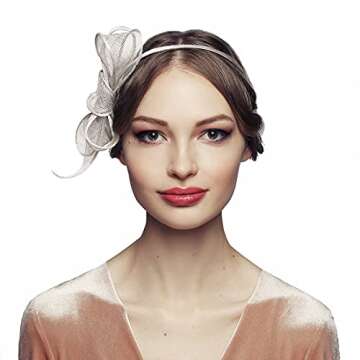 Off White Bow Fascinator Headband Sinamay Tea Party Wedding Hat for Women
