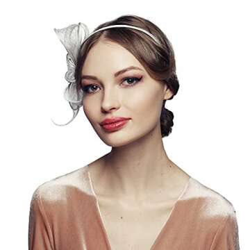 Off White Bow Fascinator Headband Sinamay Tea Party Wedding Hat for Women