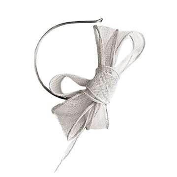 Off White Bow Fascinator Headband Sinamay Tea Party Wedding Hat for Women