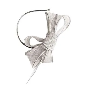 Off White Bow Fascinator Headband Sinamay Tea Party Wedding Hat for Women