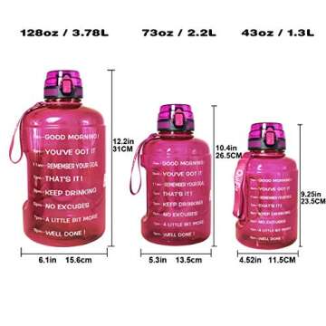 BuildLife Gallon Motivational Water Bottle Wide Mouth with Time Marker/Flip Top Leakproof Lid/One Cl...