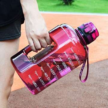BuildLife Gallon Motivational Water Bottle Wide Mouth with Time Marker/Flip Top Leakproof Lid/One Click Open/Large BPA Free Capacity for Fitness Goals and Outdoor(Bright Purple, 1 Gallon)