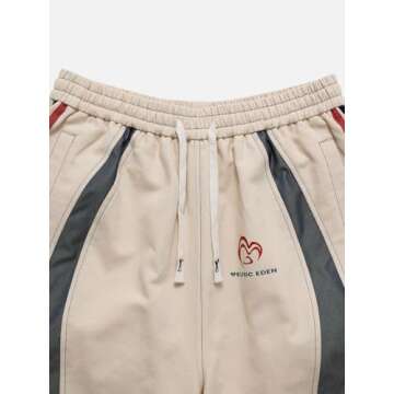 Aelfric Eden Men's 90s Patchwork Sweat Shorts Multi-Pockets Elastic Waist Cargo Short Streetwear Casual Shorts