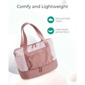 BAGSMART Puffer Duffle Bag for Travel, 33L Weekender Bags for Women, Carry on Bag with Shoe Compartment, Lightweight Travel bag, TSA-Free Overnight Hospital Bag, Dull Pink