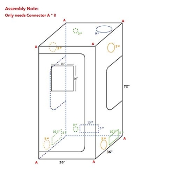 CoolGrows 3x3x6 Mylar Grow Tent with Observation Window