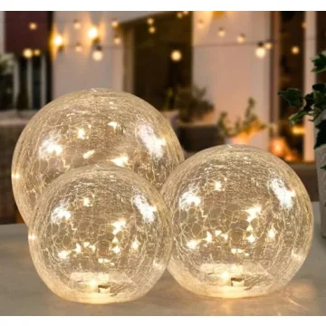 Glass Ball LED Light Orb Lamp Crackle Glass Light Warm White Night Lamp for Mother' Day Gift Bedroom...
