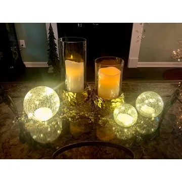 Glass Ball LED Light Orb Lamp Crackle Glass Light Warm White Night Lamp for Mother' Day Gift Bedroom Living-Room Dresser Nursery Kitchen Garden Restaurant Modern Glass Decoration Glass Craft
