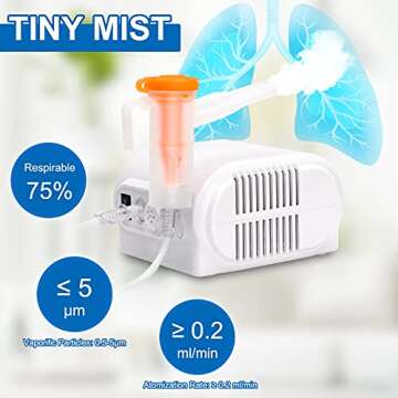 Nebulizer Machine for Adults and Kids, Compressor Nebulizer with A Set of Accessories, Jet Nebulizer of Cool Mist, Desktop Nebulizer with Compressor System for Breathing Problems