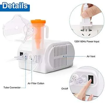 Nebulizer Machine for Adults and Kids, Compressor Nebulizer with A Set of Accessories, Jet Nebulizer of Cool Mist, Desktop Nebulizer with Compressor System for Breathing Problems