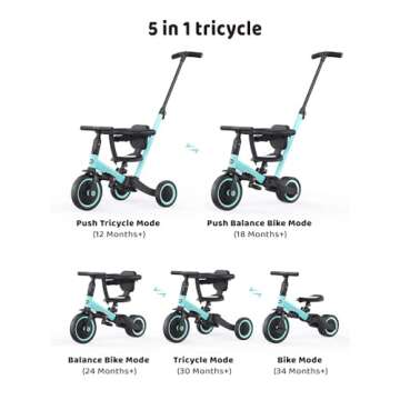 newyoo Toddler Tricycle for 1-3 Year Olds with Safety Features