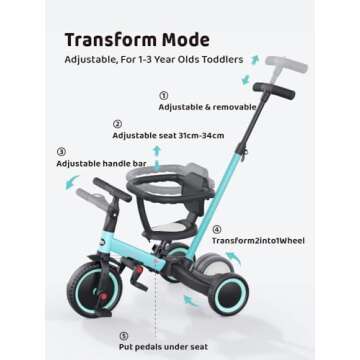 newyoo Toddler Tricycle for 1-3 Year Olds with Safety Features