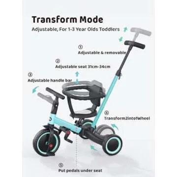 newyoo Toddler Tricycle for 1-3 Year Olds with Safety Features