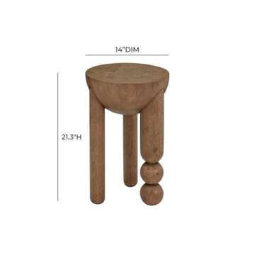 Tov Furniture Morse Cognac Brown Wood Round Accent Table