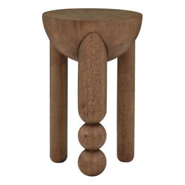 Tov Furniture Morse Cognac Brown Wood Round Accent Table