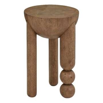 Tov Furniture Morse Cognac Brown Wood Round Accent Table
