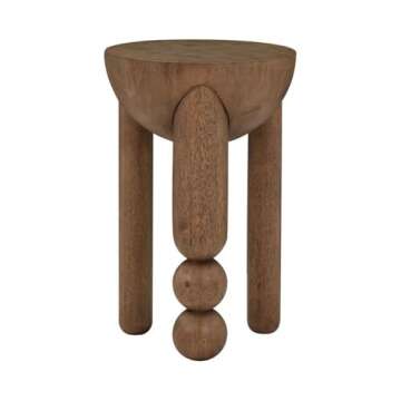 Tov Furniture Morse Cognac Brown Wood Round Accent Table