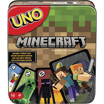 Mattel Games UNO Minecraft Card Game for Family Night with Minecraft-themed Graphics in a Collectibl...