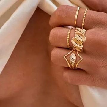 GNIRTSI Gold Concave Ring for Women Twisted 14K Gold Plated Minimalist Stack Chunky Band Finger Jewelry Size 8