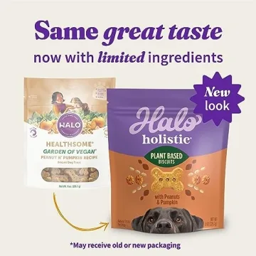 Halo Plant-Based Dog Treats with Peanuts & Pumpkin, 8 oz