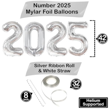 Giant KatchOn 2025 Graduation Balloons - 42 Inch Silver