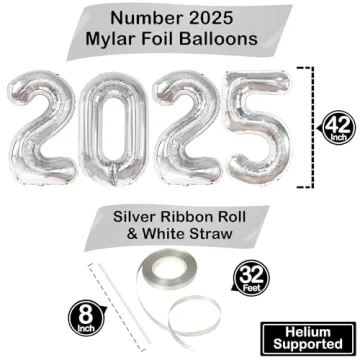 Giant KatchOn 2025 Graduation Balloons - 42 Inch Silver
