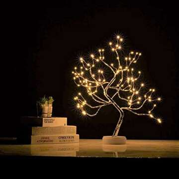 kalynmart Tabletop Tree Light 108 LED 8 Lighting Modes with Adjustable Branches Bonsai Tree Light, B...
