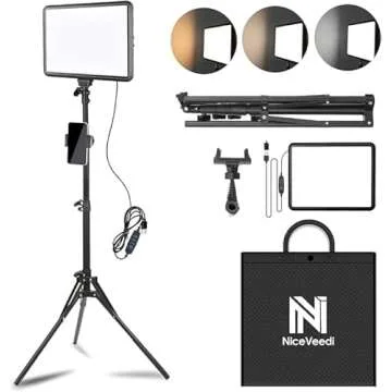 1-Pack LED Video Light Kit, NiceVeedi Photography Lighting Kit, 2800-6500K Dimmable Studio Light wit...
