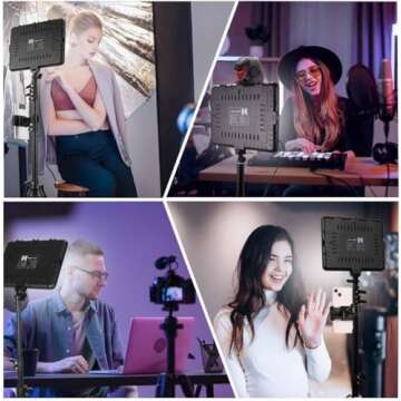 1-Pack LED Video Light Kit, NiceVeedi Photography Lighting Kit, 2800-6500K Dimmable Studio Light with Tripod Stand & Phone Holder, 73" Stream Light for Video Recording, Game Streaming, YouTube