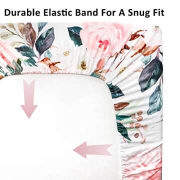 Fitted Crib Sheets for Baby Boys and Girls, Ultra-Soft Jersey Knit Cotton Baby Crib Sheet Fits Standard Crib and Toddler Mattress, Pink Flower