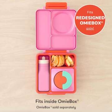 Omie OmieBox Reusable Silicone Water Bottle - 8.7 oz, Straw Top, BPA-Free & Phthalate-Free, Leak-Proof (Pink) (OmieBox Sold Separately)