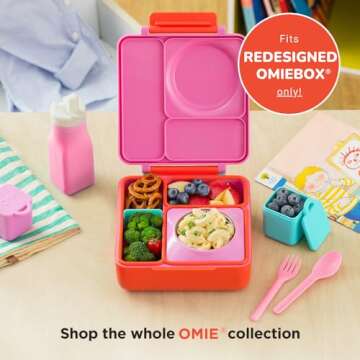 Omie OmieBox Reusable Silicone Water Bottle - 8.7 oz, Straw Top, BPA-Free & Phthalate-Free, Leak-Proof (Pink) (OmieBox Sold Separately)