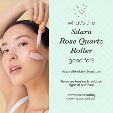 SDARA SKINCARE Rose Quartz Roller - Anti Aging Jade Roller for Wrinkles and Puffy Eyes - Eye & Face ...